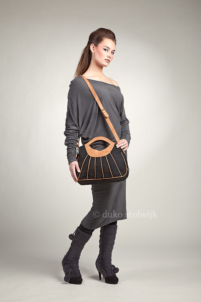 model showing a handbag by MOKO