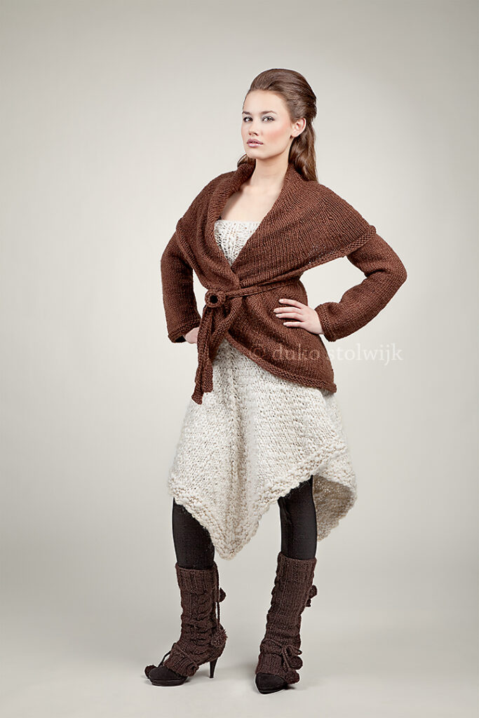 Model wearing a brown vest by MOKO