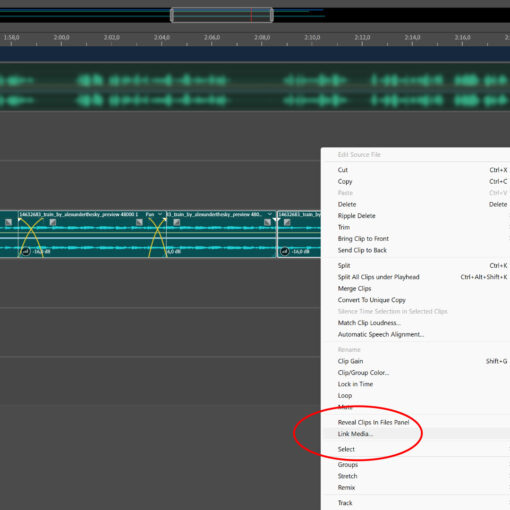 Screenshot Adobe Audition Link Media
